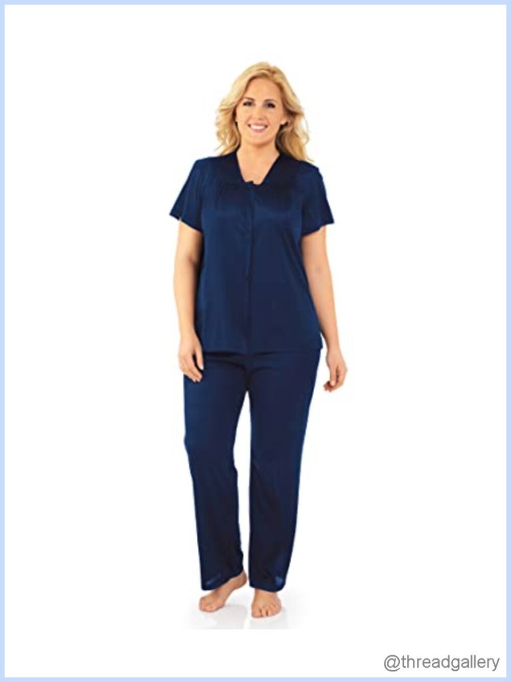 Nylon Tricot Short Sleeve Matching Pajama Set Sleepwear